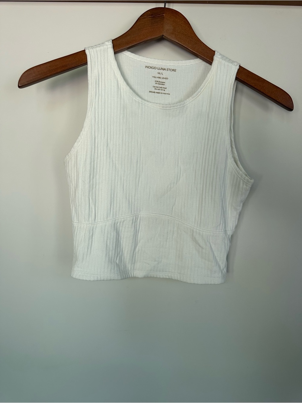 Indigo Luna Store White Ribbed Cropped Tank